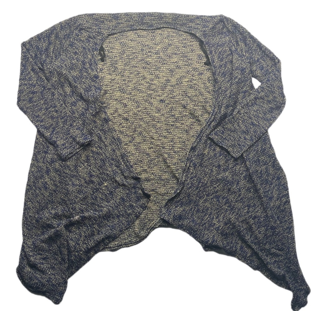 Ambiance size 1XL blue and grey draped buttonless knitted cardigan sweater